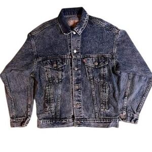 Vintage Levis Denim Trucker Jacket Mens Blue Acid‎ Wash Jean Jacket